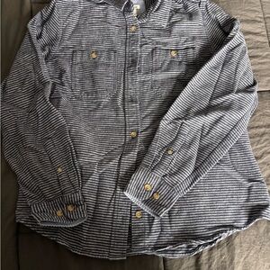 L.L. Bean Navy and White Striped Men's Shirt